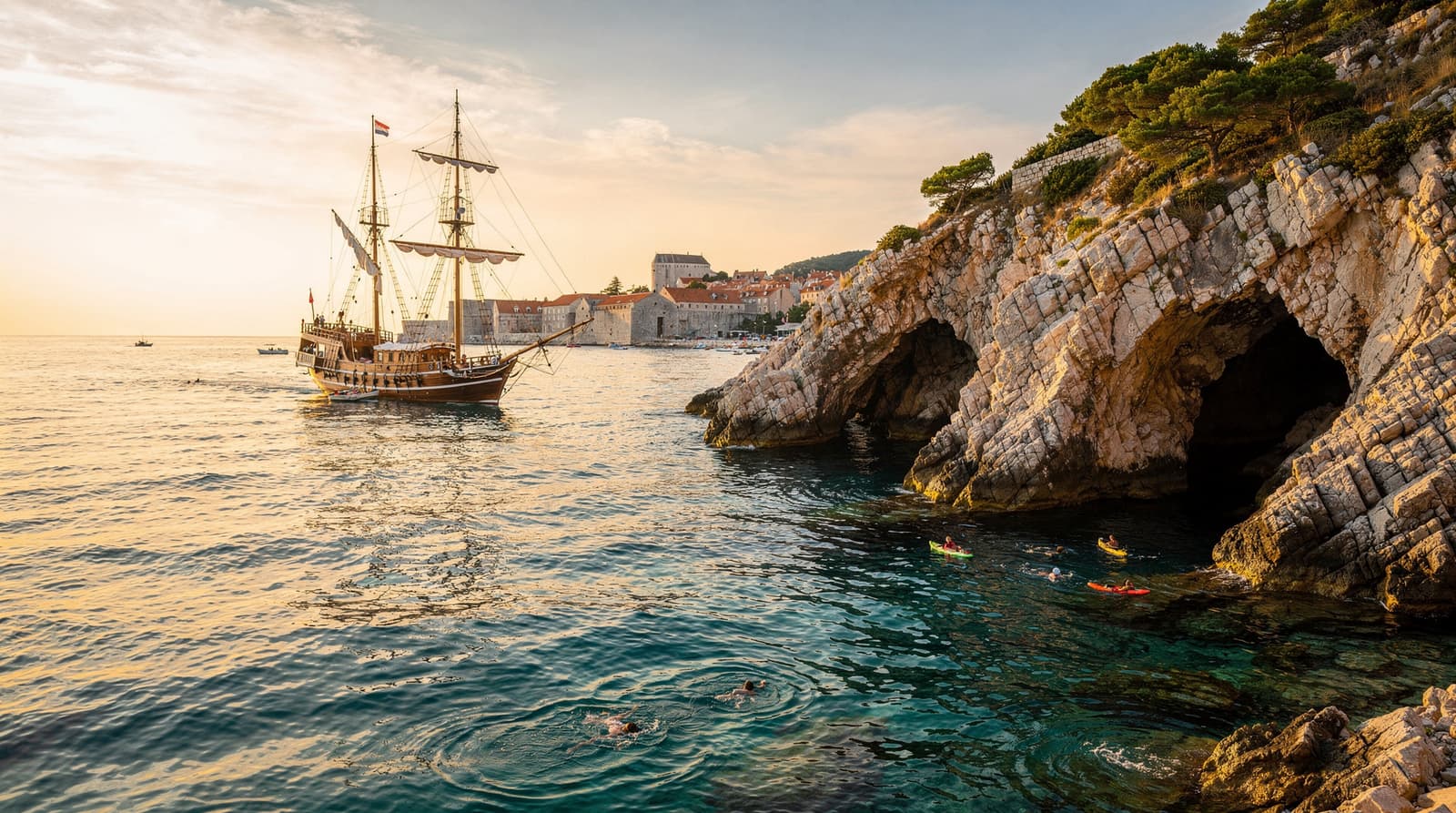 Sunset cruise Dubrovnik: karaka, golden hour, and cave options